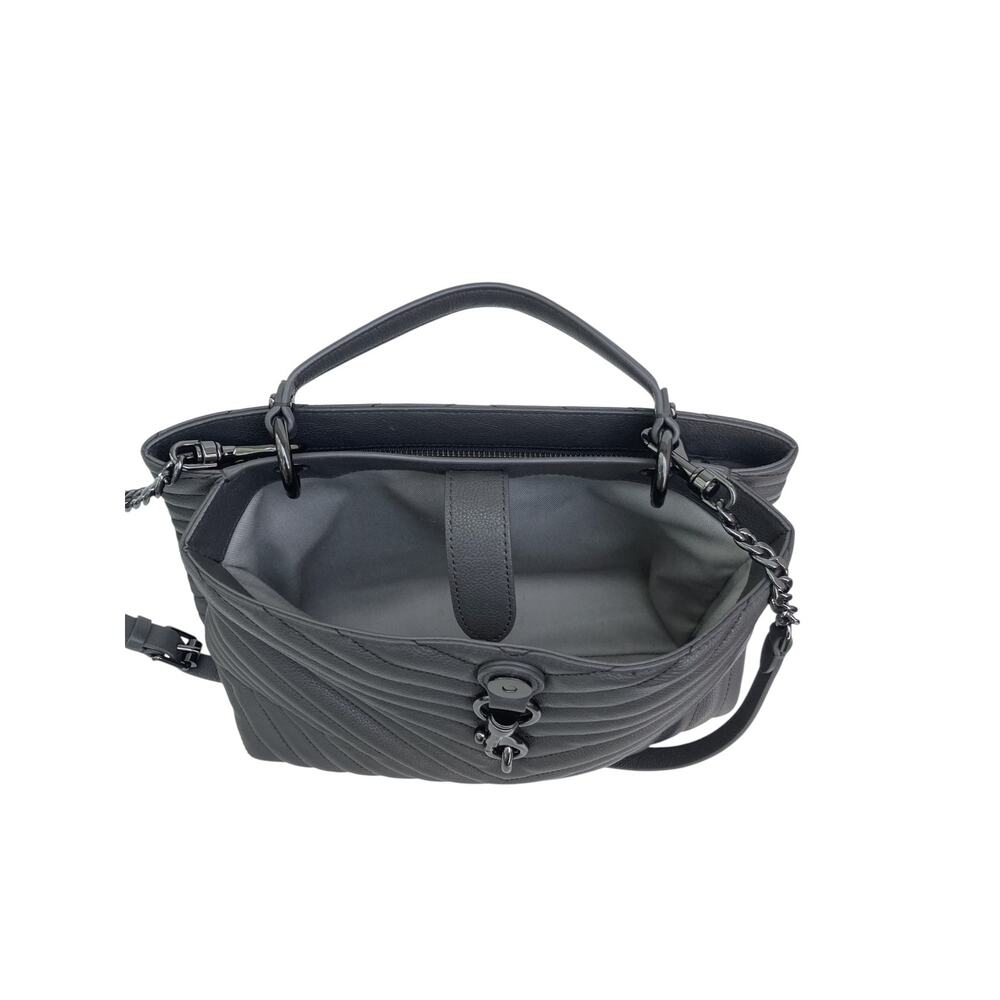 Rebecca Minkoff Edie Charcoal Quilted Leather Shoulder Bag  Convertible Satchel - Picture 8 of 16